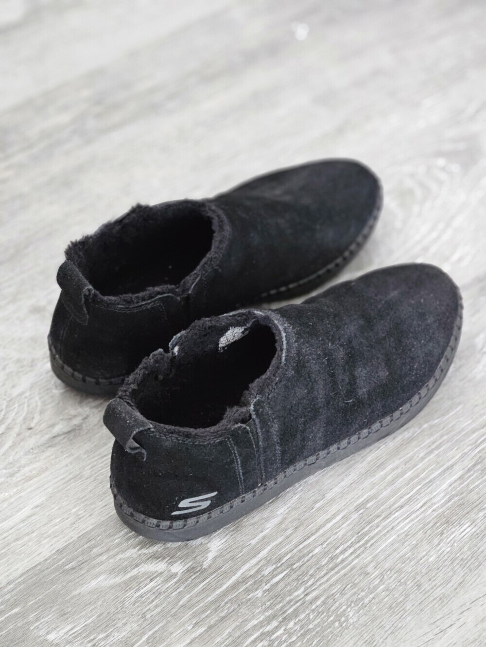 Skechers Go Vulc 2, Suede Booties Black Ankle Slip-ons Womens 8.5